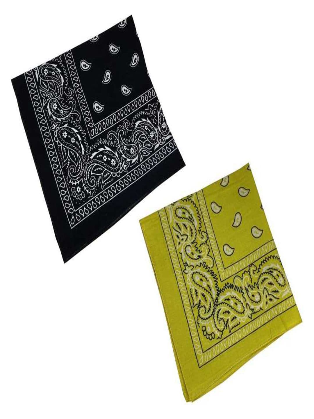 Aadikart Unisex Pack of 2 Black & Yellow Printed Cotton Bandanas - view 1