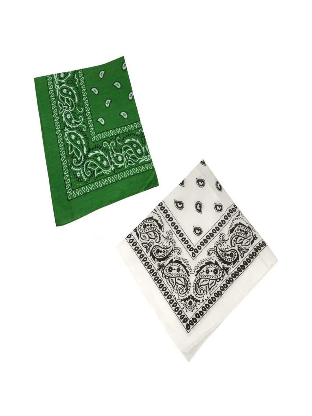 Aadikart Pack of 2 Green & White Blue Printed Pure Cotton Bandana - view 1