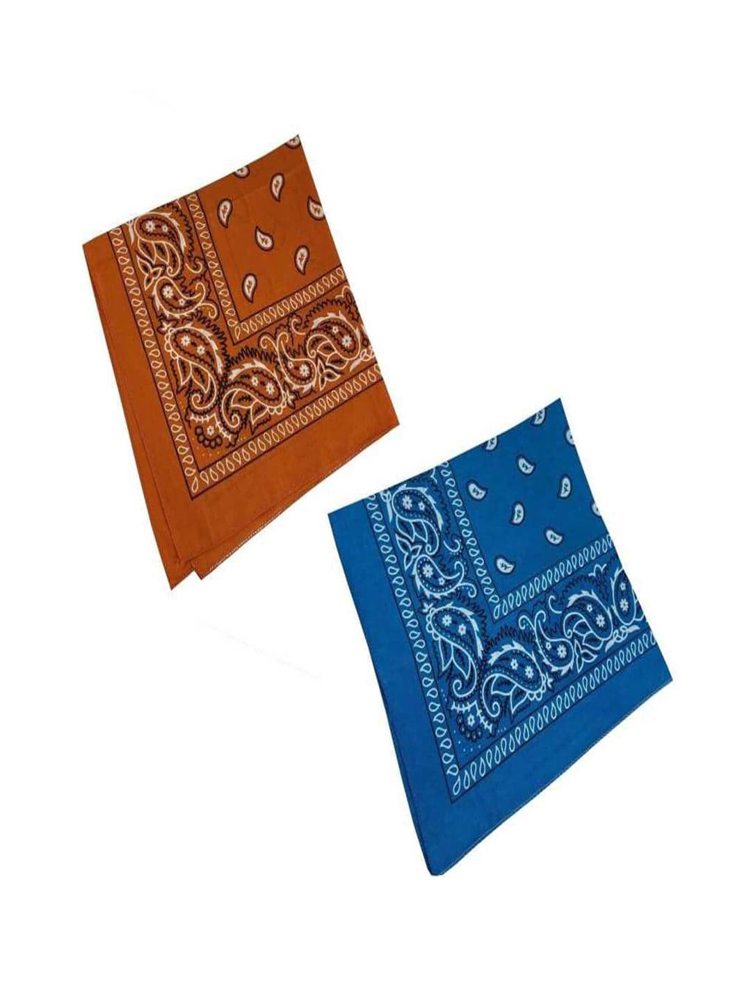 Aadikart Unisex Pack of 2 Blue & Orange Printed Cotton Bandanas - view 1