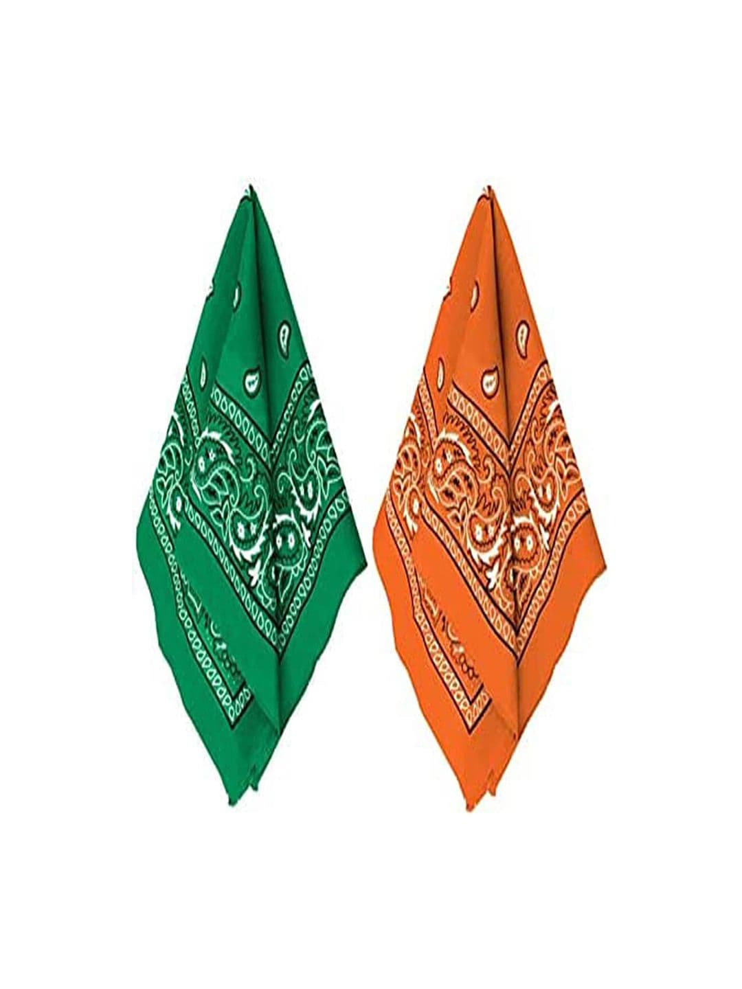 Aadikart Unisex Pack Of 2 Orange & Green Paisley Printed Cotton Bandanas - view 1