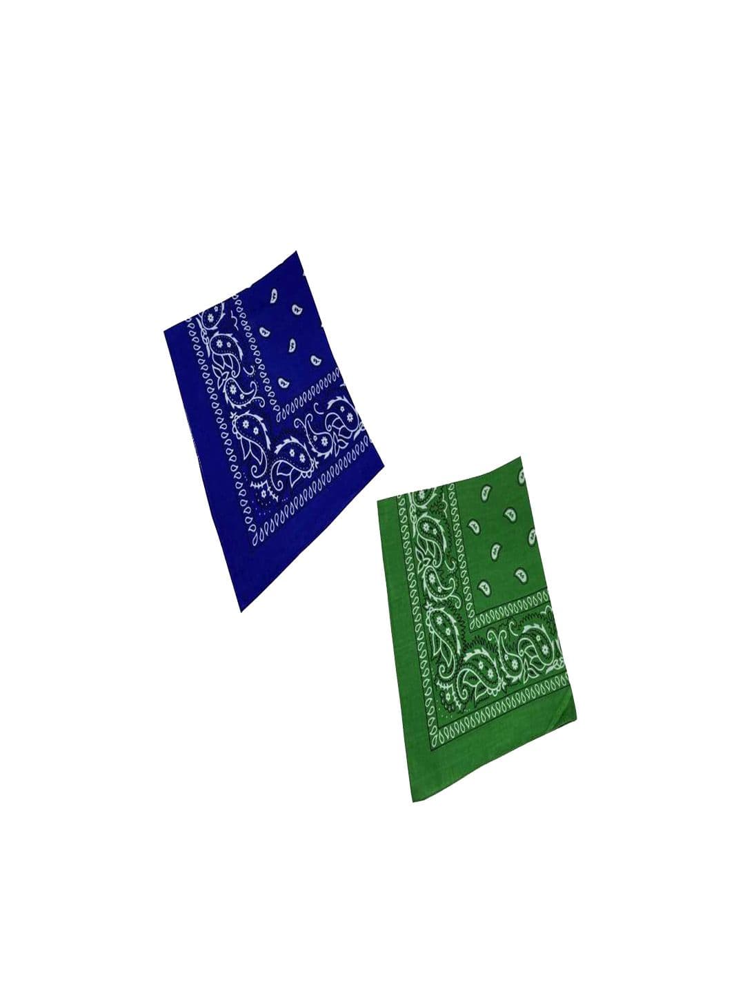 Aadikart Pack of 2 Green & Blue Paisley Printed Cotton Bandanas - view 1