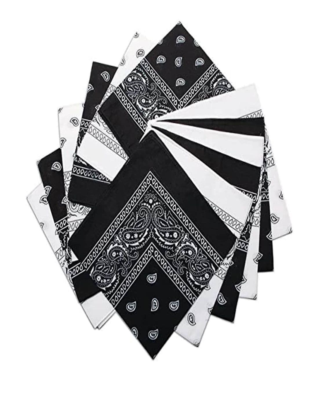 Aadikart Pack of 12 Black & White Paisley Printed Cotton Bandanas - view 1
