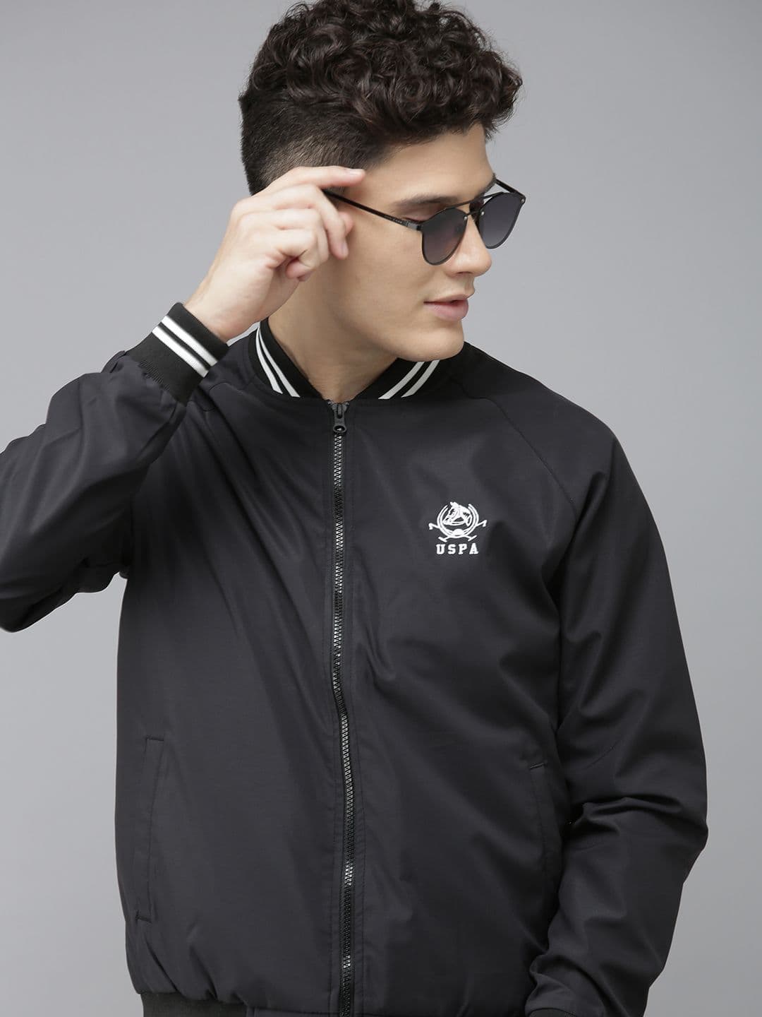 U.S. Polo Assn. Men Black Solid Bomber Jacket - view 1