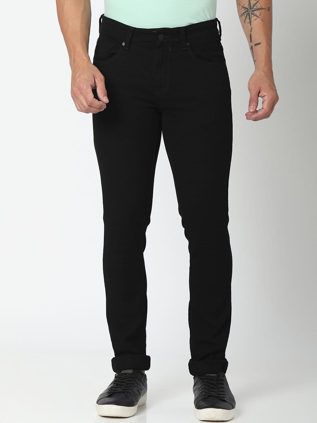 SPYKAR Men Black Slim Fit Low-Rise Highly Distressed Jeans - view 1