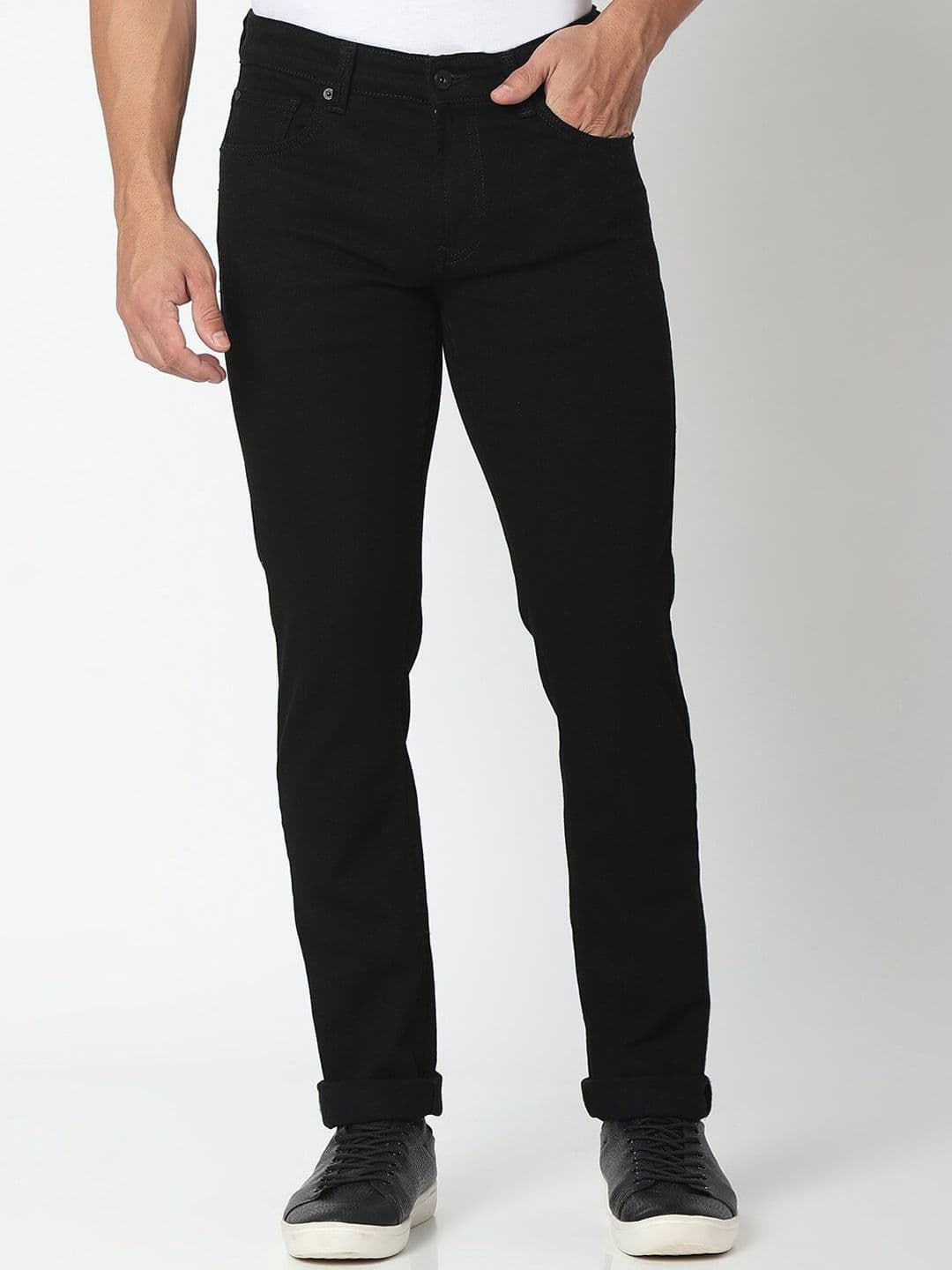 SPYKAR Men Rover Fit, Mid Rise Regular Fit Black Cotton Jeans - view 1