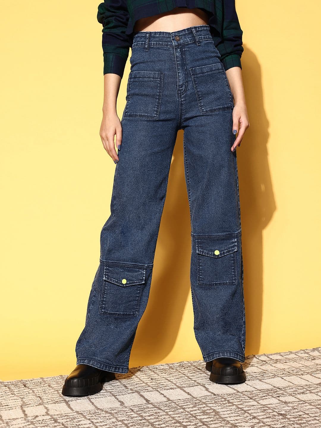 SASSAFRAS Stylish Blue High-Rise Straight Fit Jeans - view 1