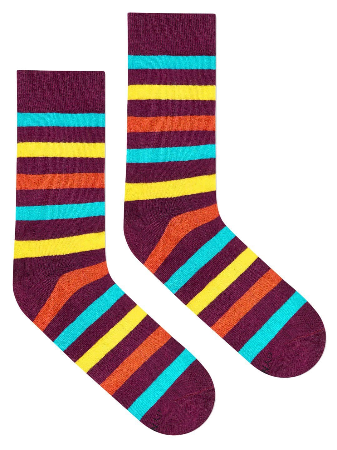 Dynamocks Unisex Maroon & Yellow Striped Above Ankle-Length Socks - view 1