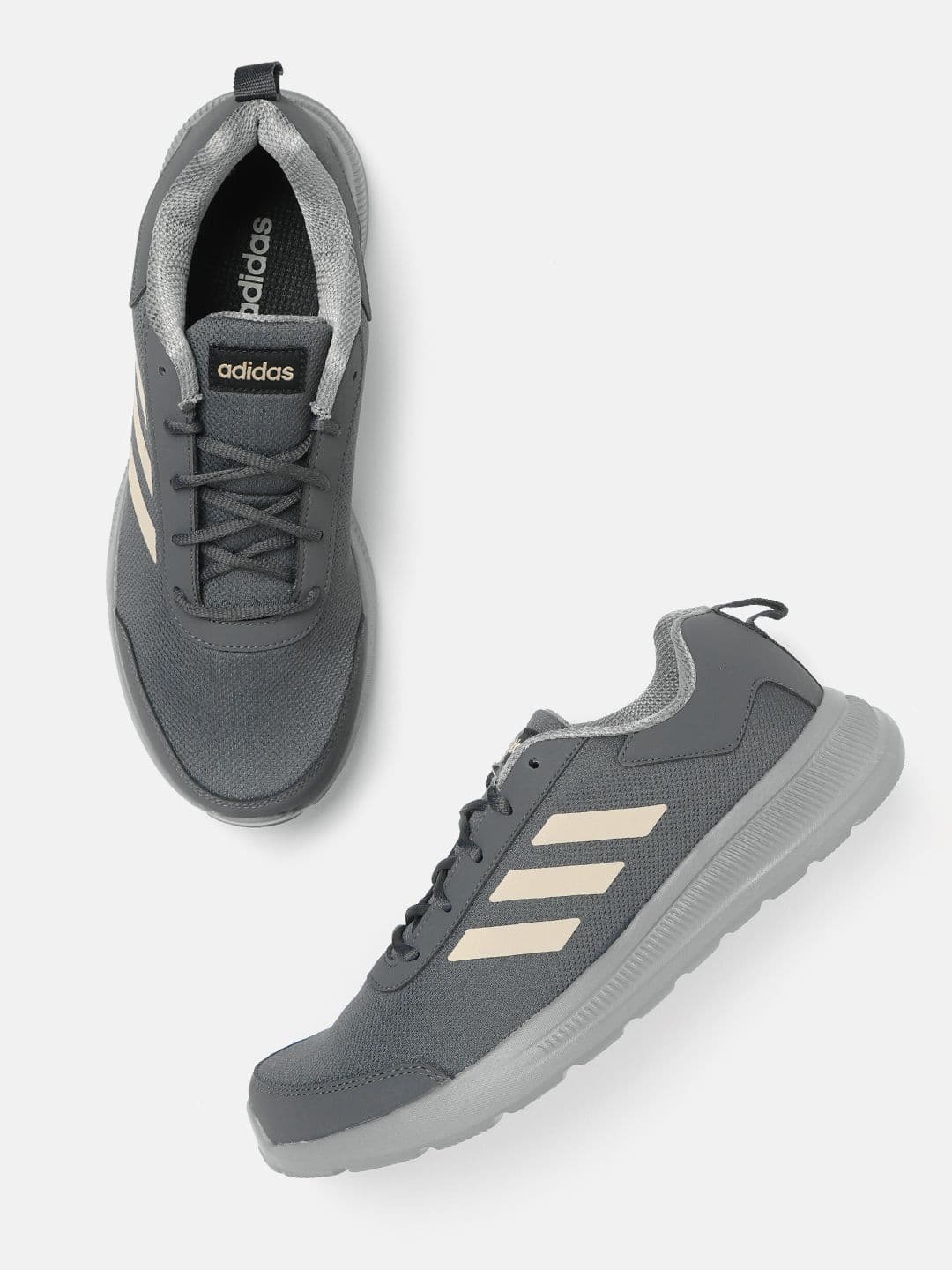 ADIDAS Men Grey & Beige Woven Design GlideEase Running Shoes - view 1