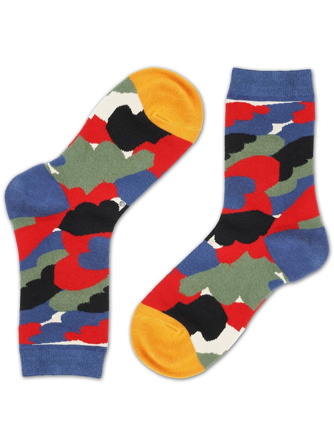 TOFFCRAFT Men Blue & Red Colourblocked Above Ankle Length Crew Socks - view 1