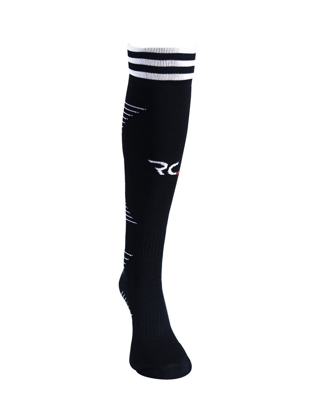 RC. ROYAL CLASS Men Black & White Striped Printed Football Knee-Length Socks - view 1