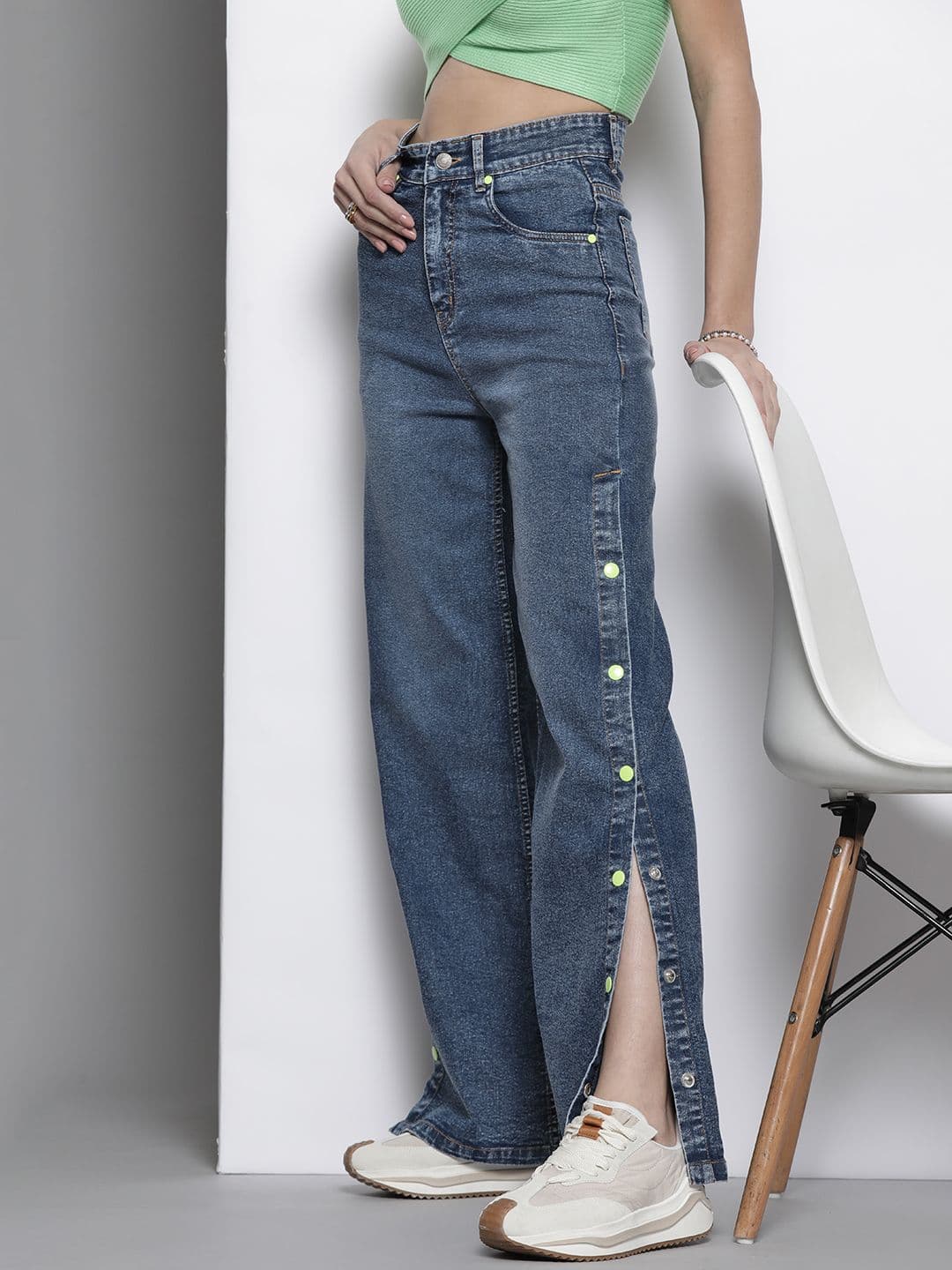 SASSAFRAS Women High-Rise Straight Fit Side Slit Jeans - view 1