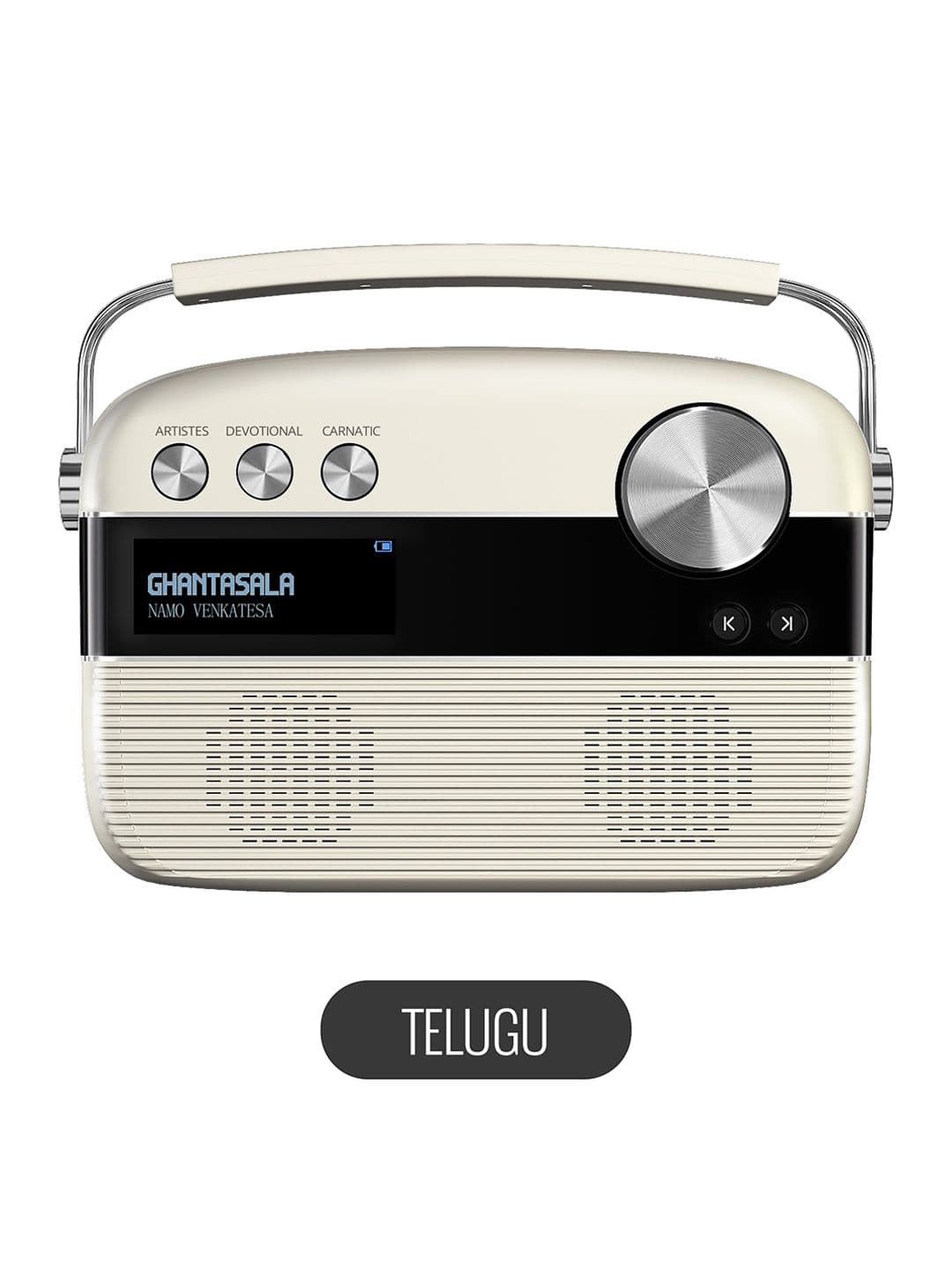 Saregama Carvaan Porcelain White Telugu Portable Music Player with 5000 Preloaded Songs