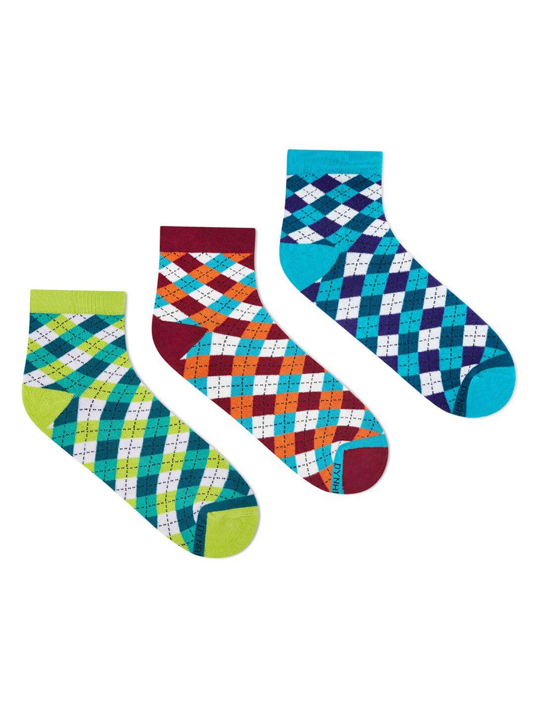 Dynamocks Unisex Pack of 3 Patterned Ankle-Length Socks - view 1