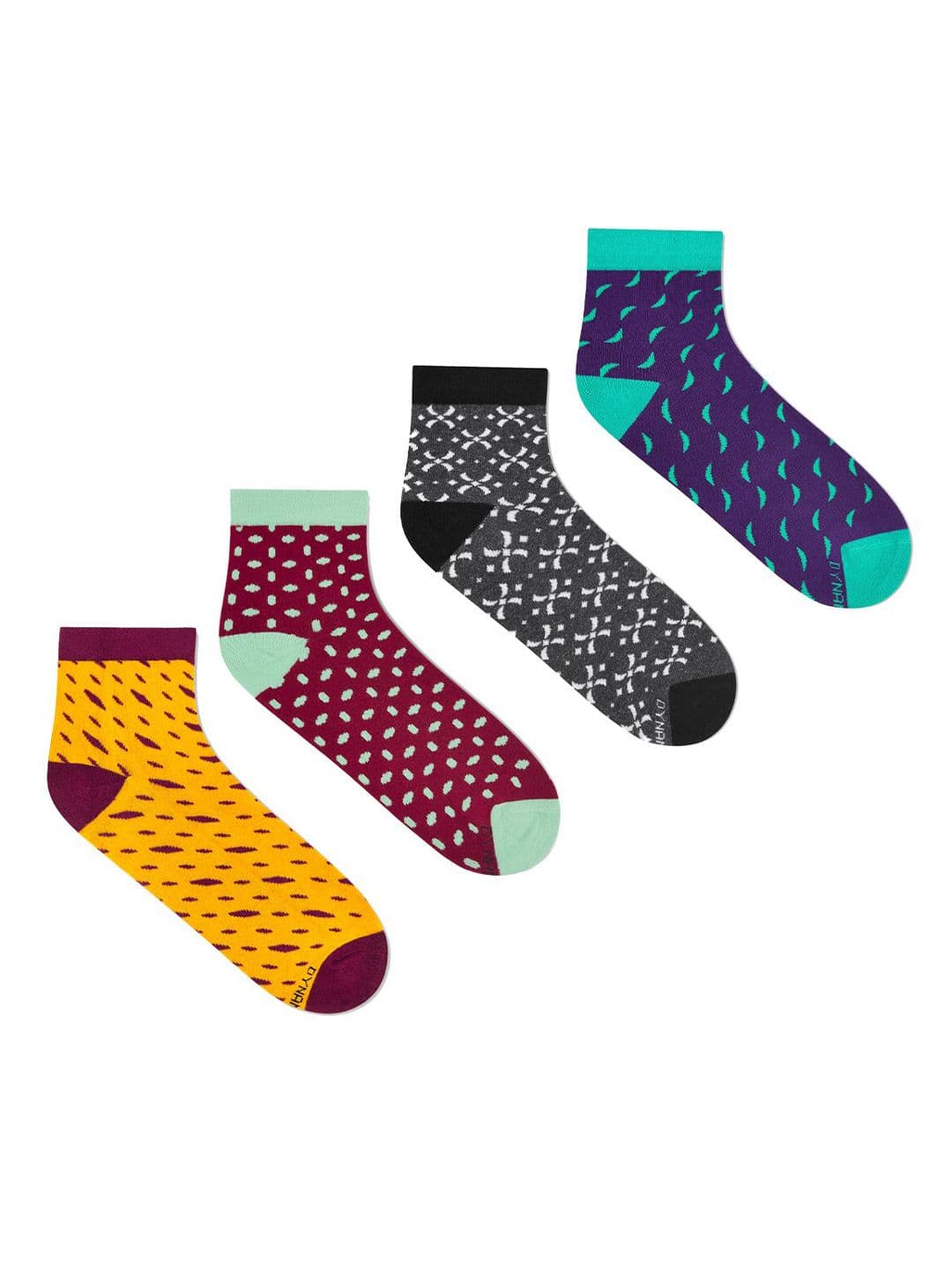Dynamocks Unisex Pack Of 4 Patterned Ankle-Length Socks - view 1