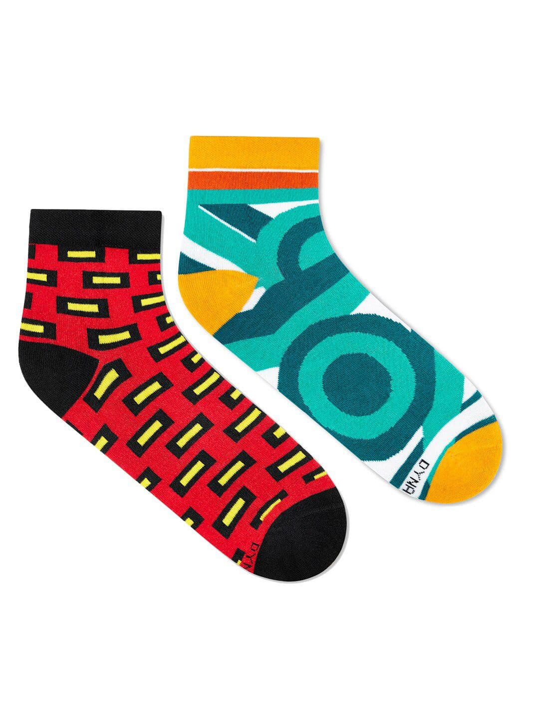 Dynamocks Unisex Red & Green Pack Of 2 Patterned Ankle-Length Socks - view 1
