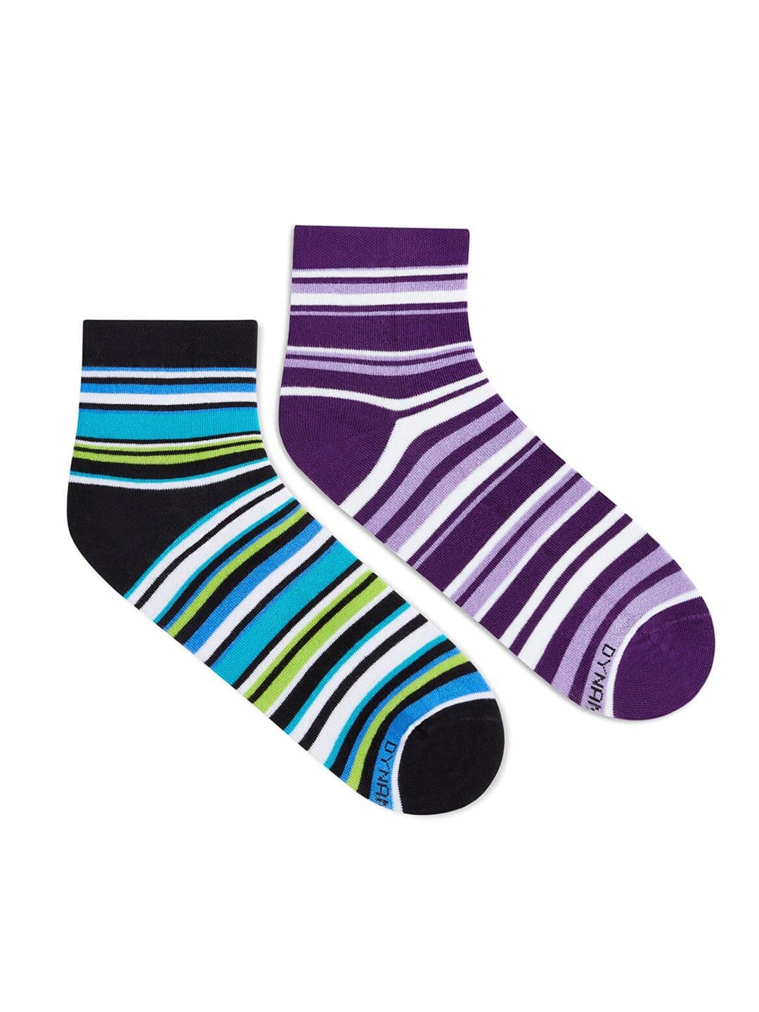 Dynamocks Unisex Purple & Blue Pack Of 2 Striped Ankle-Length Socks - view 1