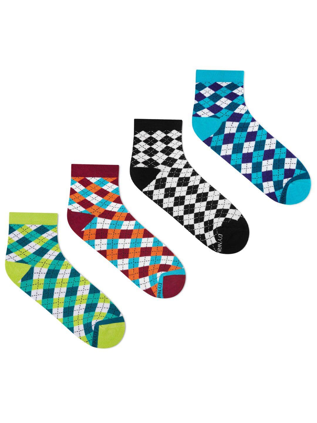 Dynamocks Unisex Pack Of 4 Checked Ankle-Length Socks - view 1