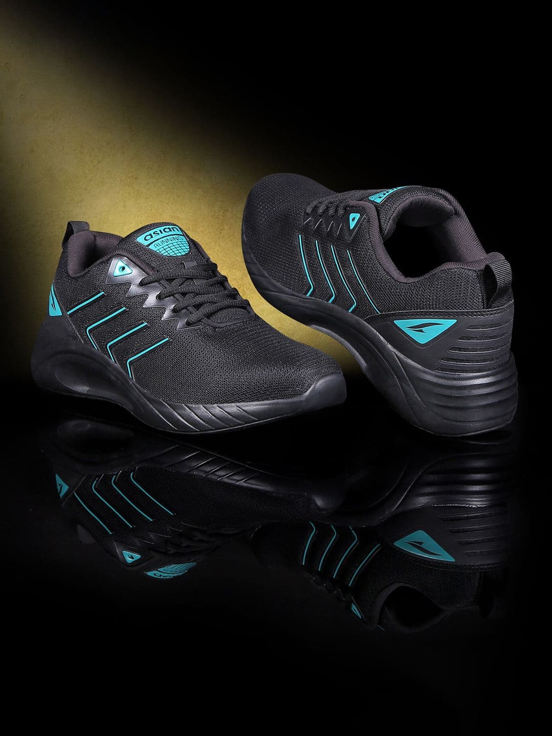ASIAN Men Black Mesh Running Non-Marking Shoes - view 1