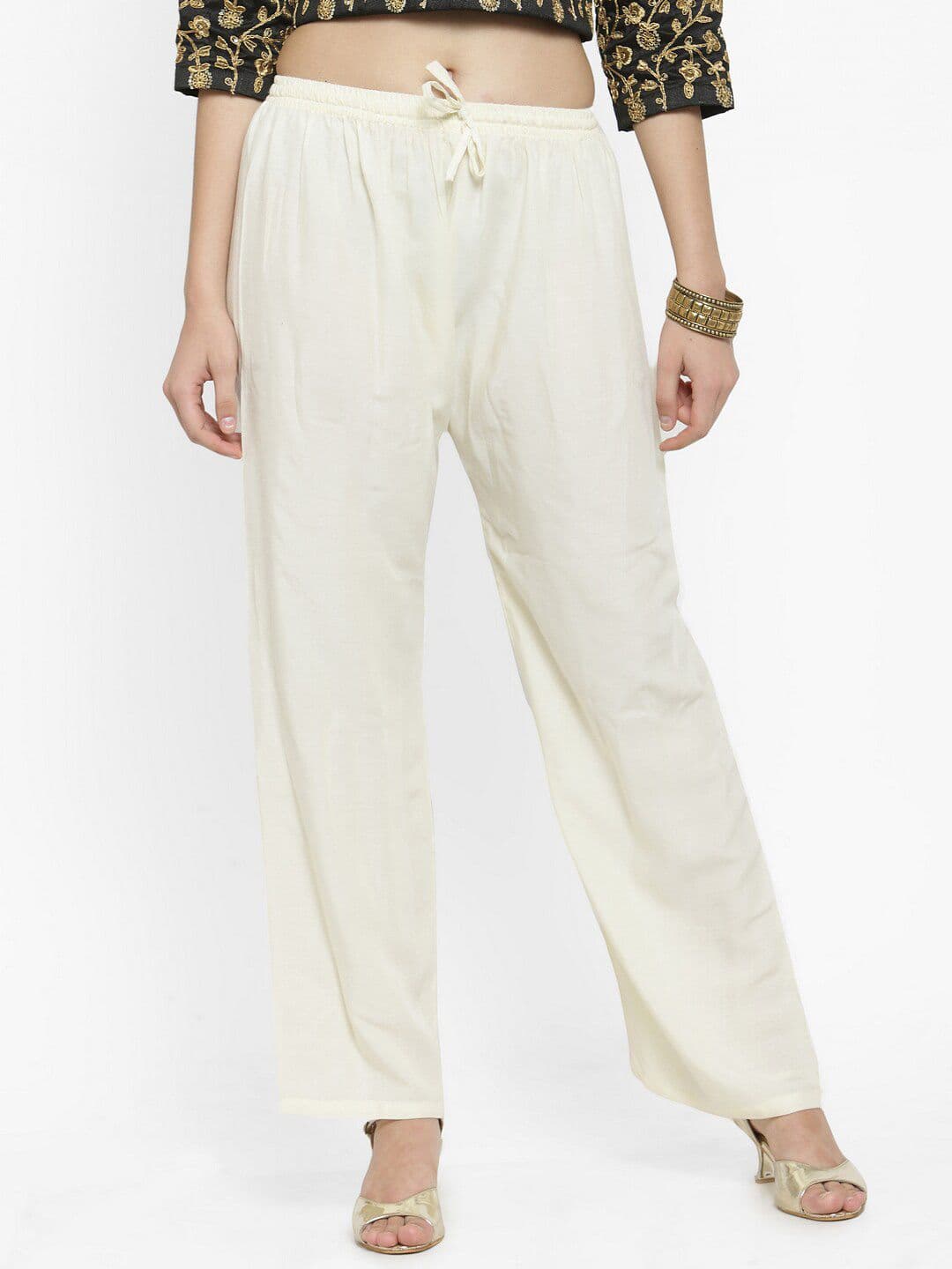 Clora Creation Women Off White Ethnic Palazzos - view 1