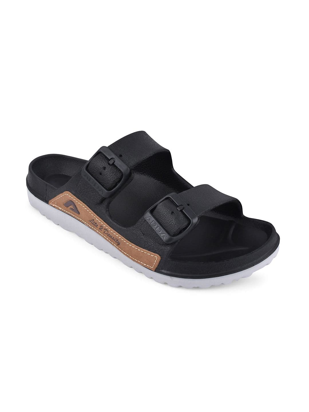 Adda Men Black Solid Rubber Sliders - view 1