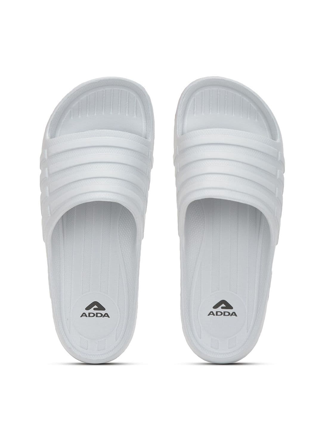 Adda Men Grey Striped Rubber Sliders - view 1