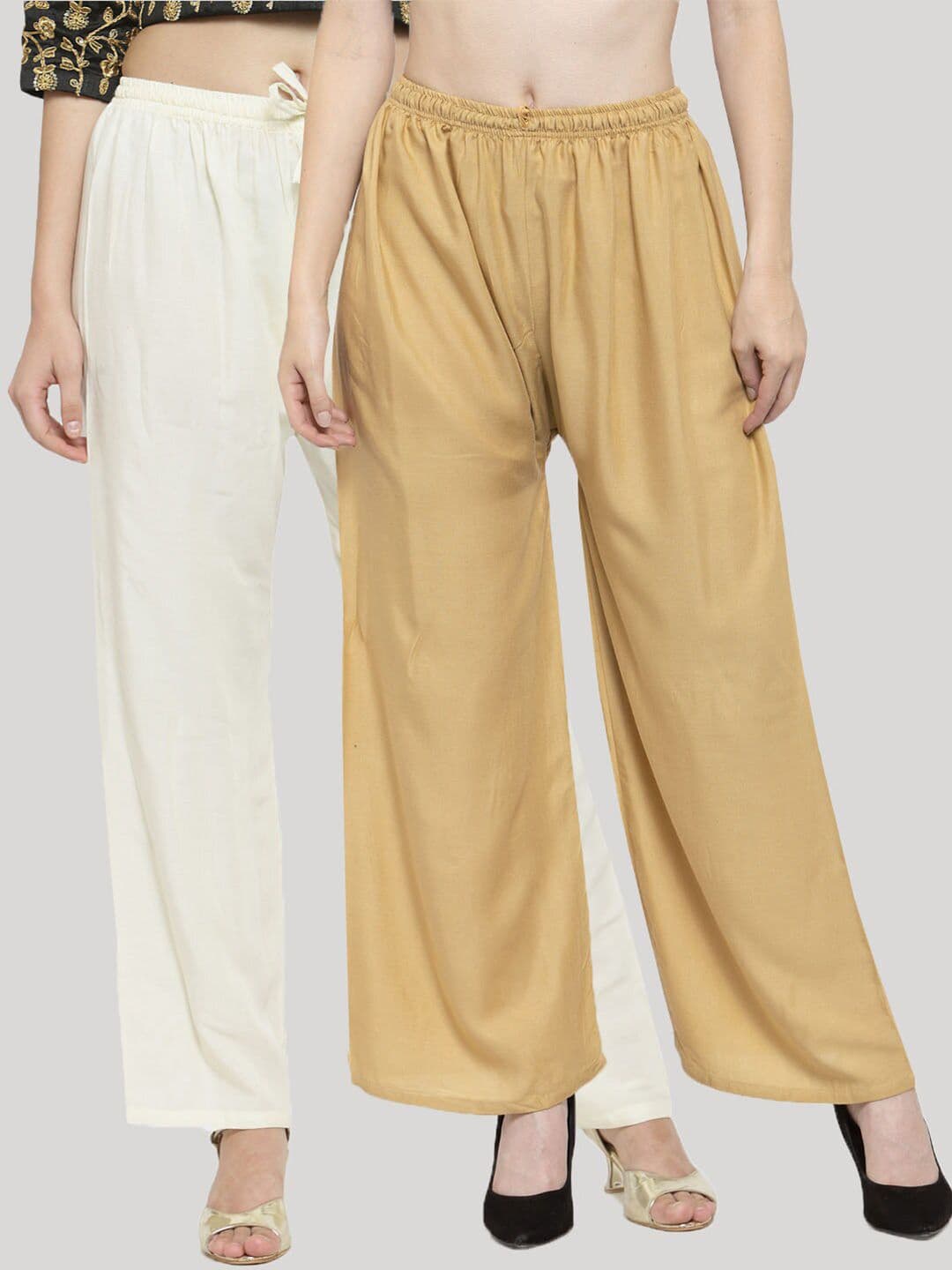 Clora Creation Women Off White & Cream-Coloured 2 Palazzos - view 1