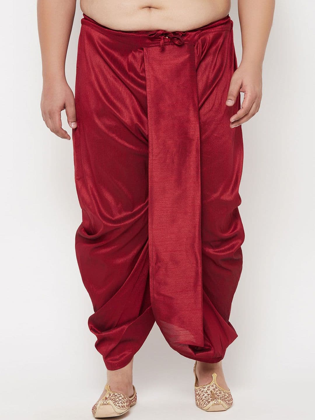 VASTRAMAY Men Maroon Solid Relaxed-Fit Dhotis - view 1