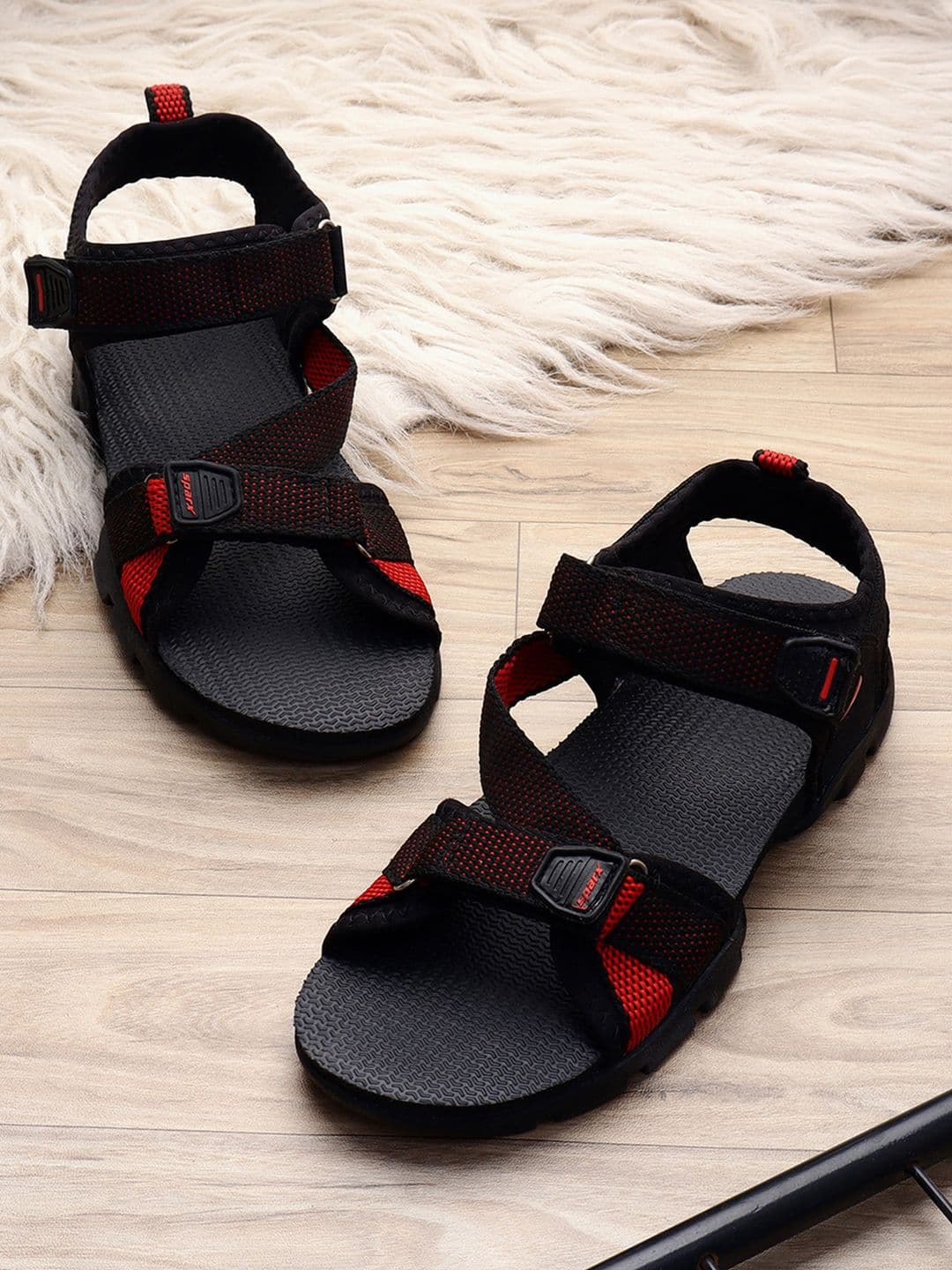 Sparx Men Black & Red Solid Sports Sandals - view 1