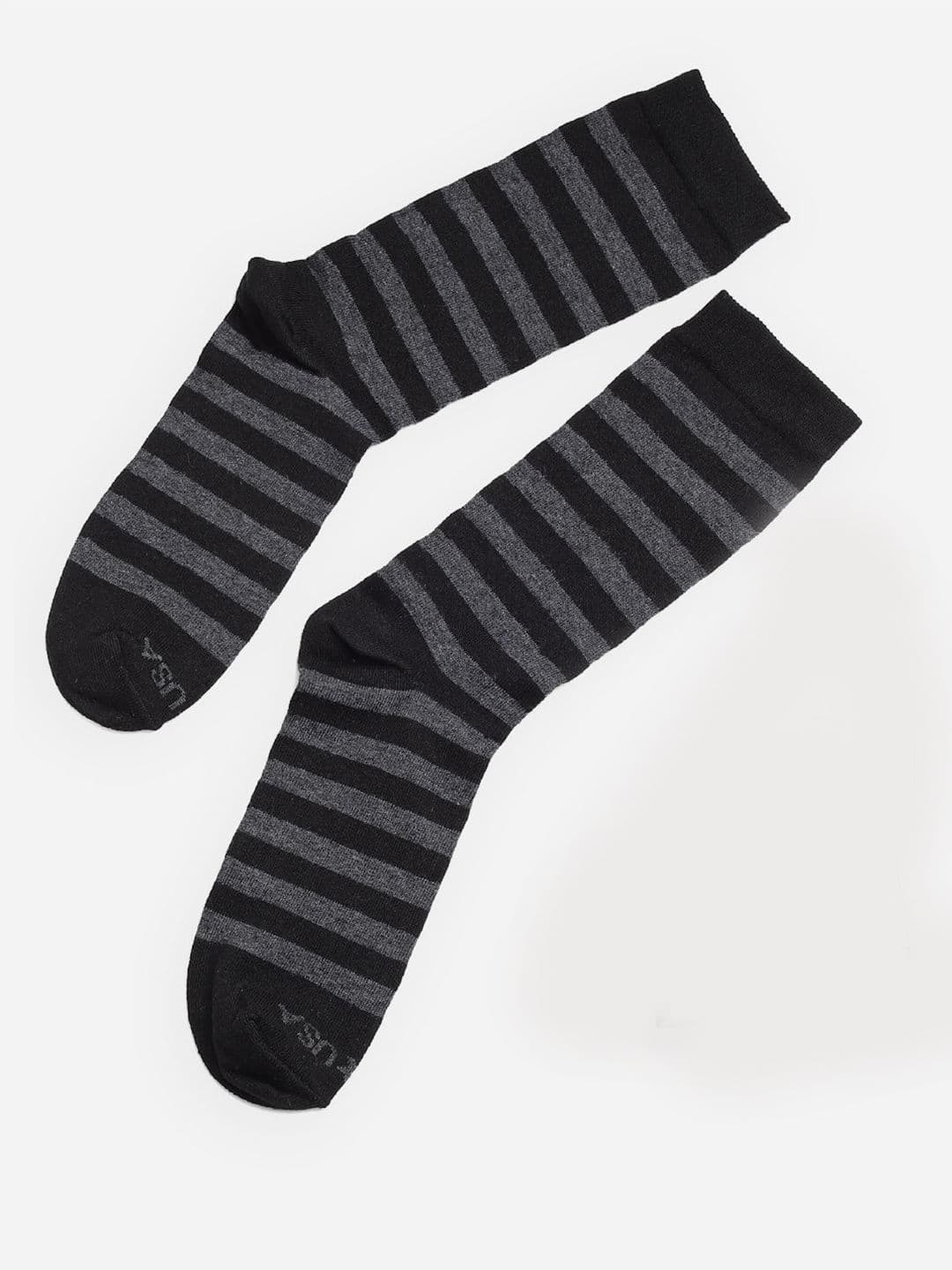 JUMP USA Men Pack Of 3 Black & Grey Calf-Length Trendy Socks - view 1