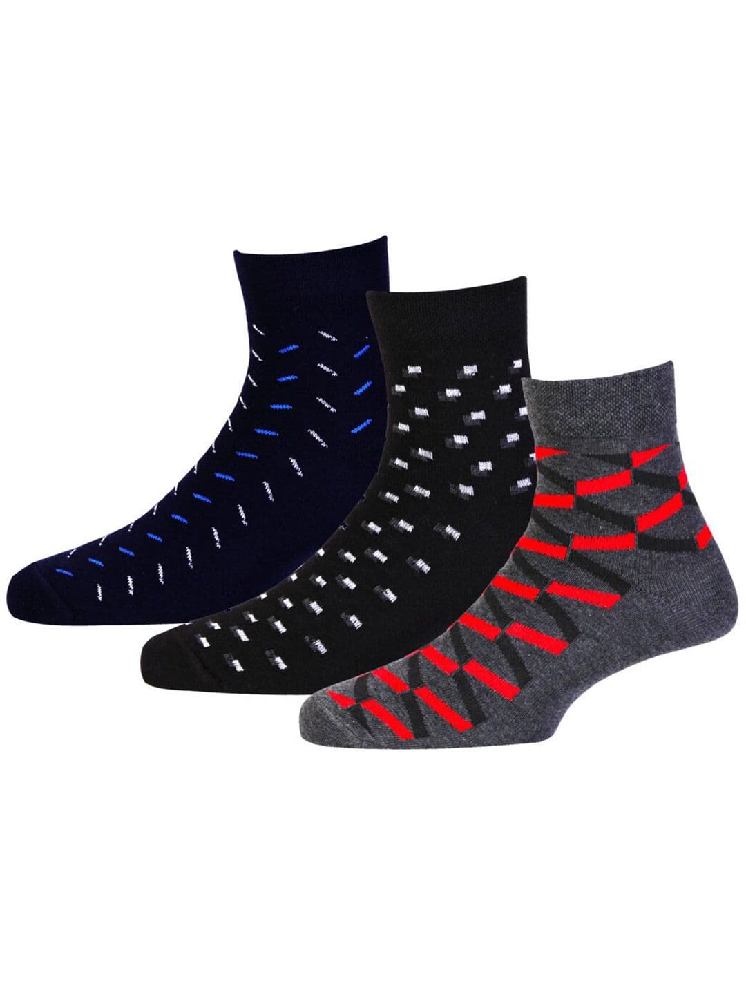 RC. ROYAL CLASS Men Pack Of 3 Patterned Ankle Length Cotton Socks - view 1