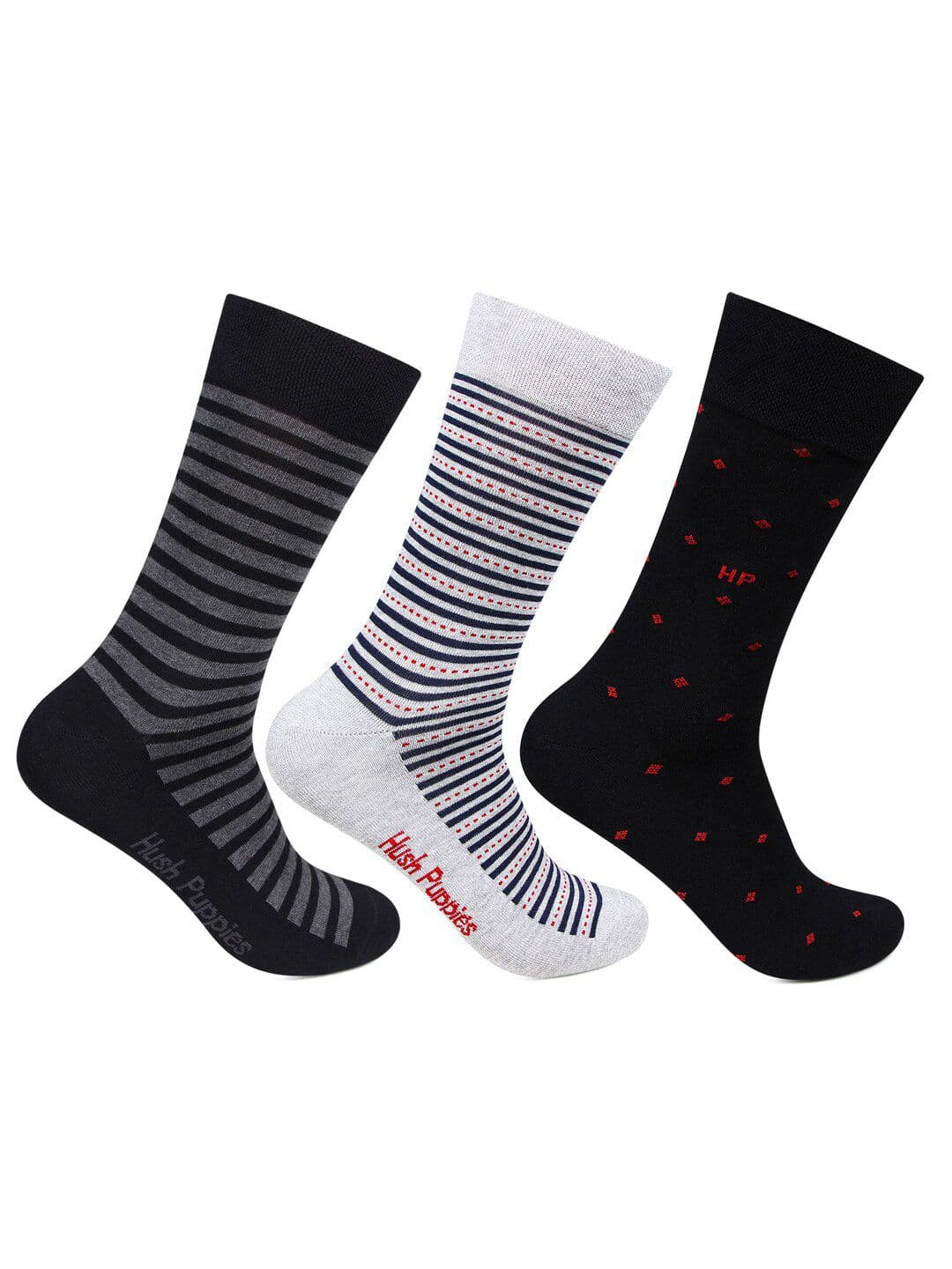 Hush Puppies Men Pack Of 3 Assorted Cotton Calf-Length Socks - view 1