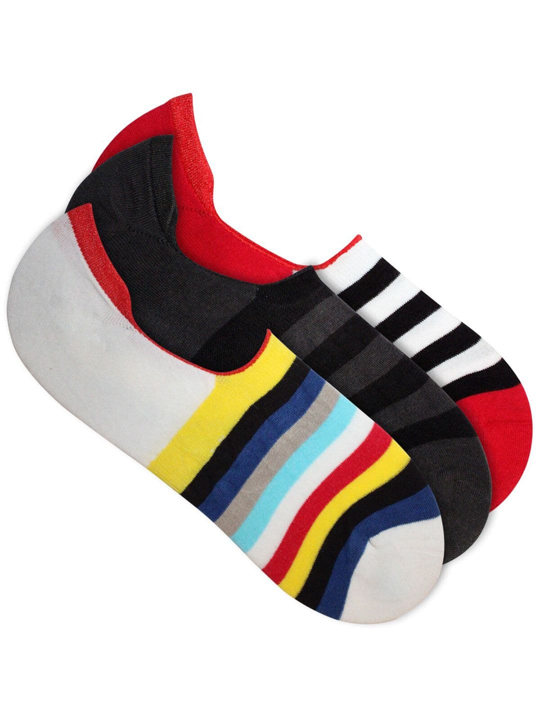 Man Arden Men Multicolor Pack of 3 Patterned Shoe Liners - view 1