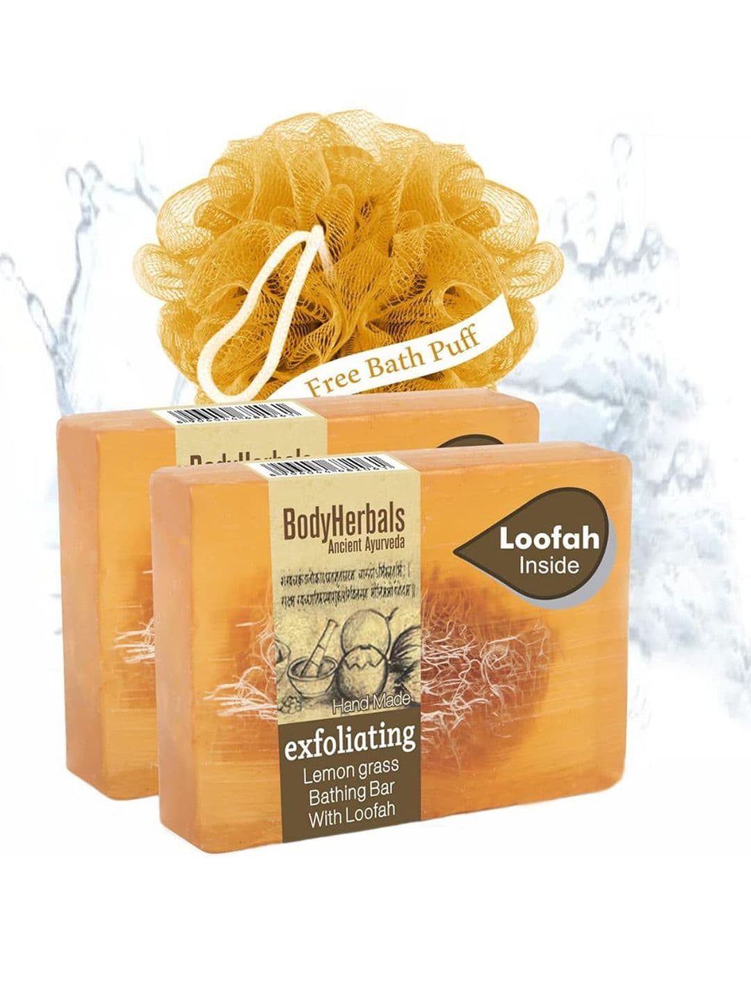 BodyHerbals Set of 2 Exfoliating Lemongrass Handmade Soap with Loofah - 100 g Each - view 1