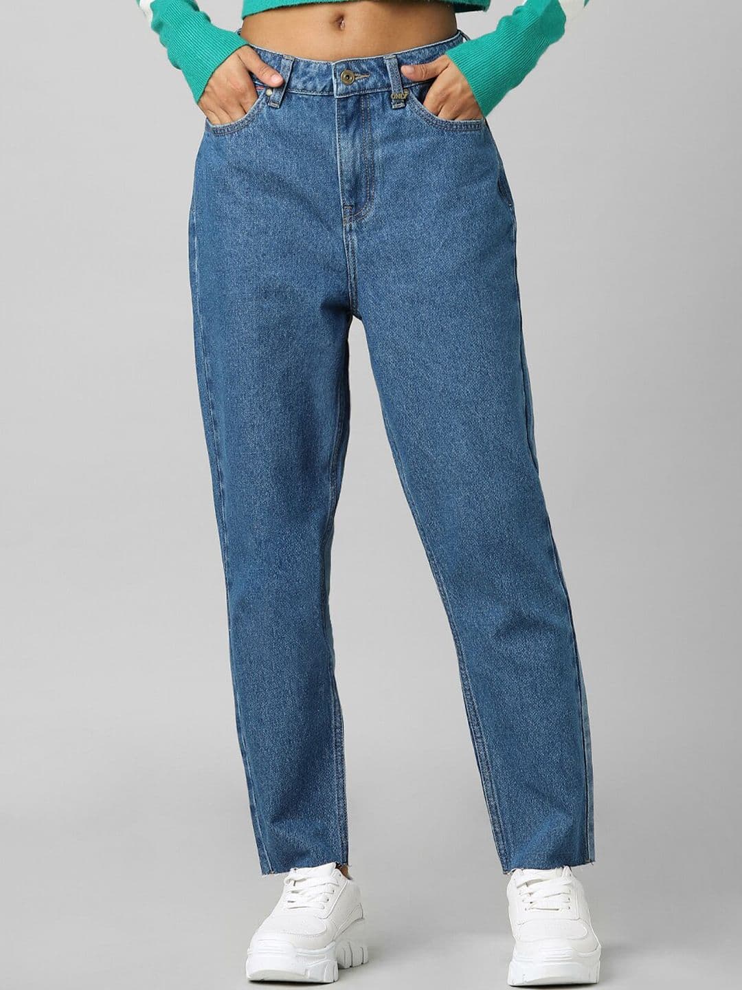 ONLY Women Blue Straight Fit High-Rise Light Fade Jeans - view 1