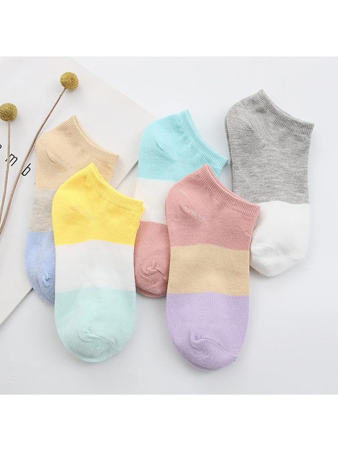 YOUSTYLO Pack Of 5 Multicoloured Ankle Length Bamboo Cotton Socks - view 1