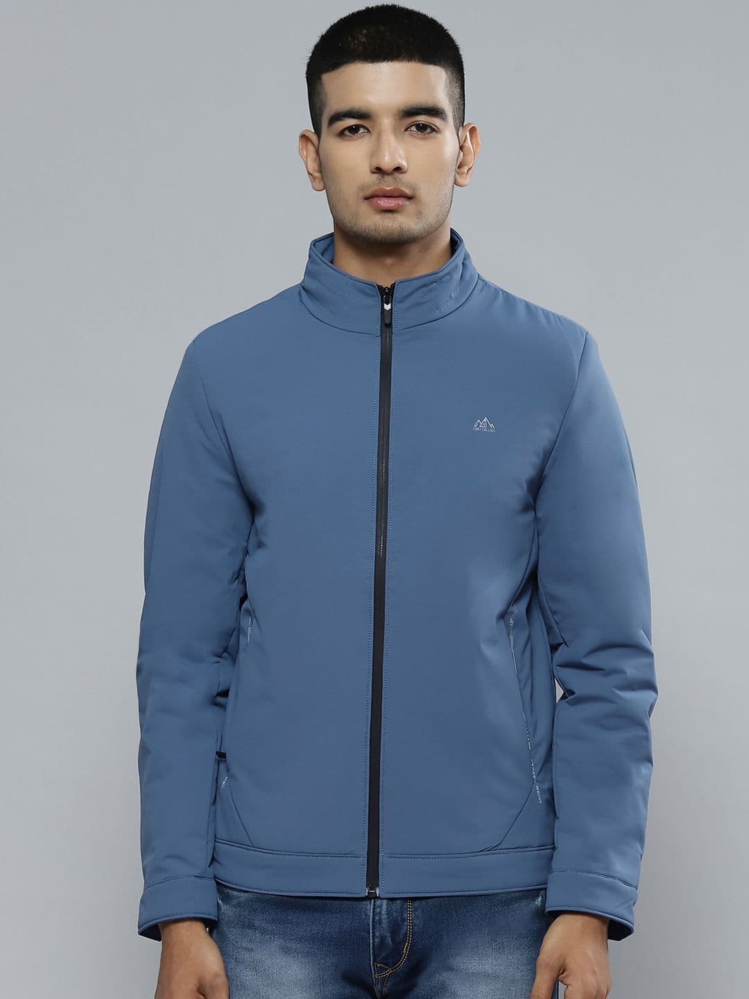 Fort Collins Men Blue Solid Open Front Jacket - view 1