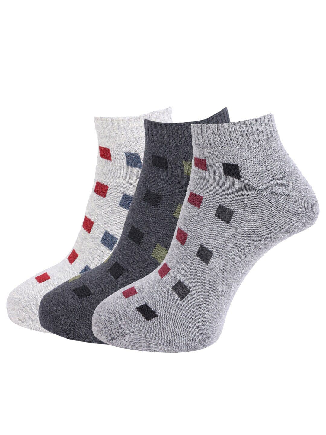 Dollar Socks Men Grey & Charcoal Pack Of 3 Ankle-Length Socks - view 1
