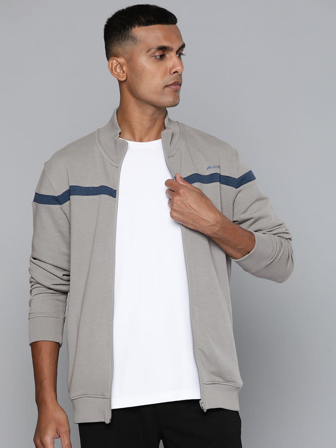 Alcis Men Grey Solid Bomber Jacket - view 1