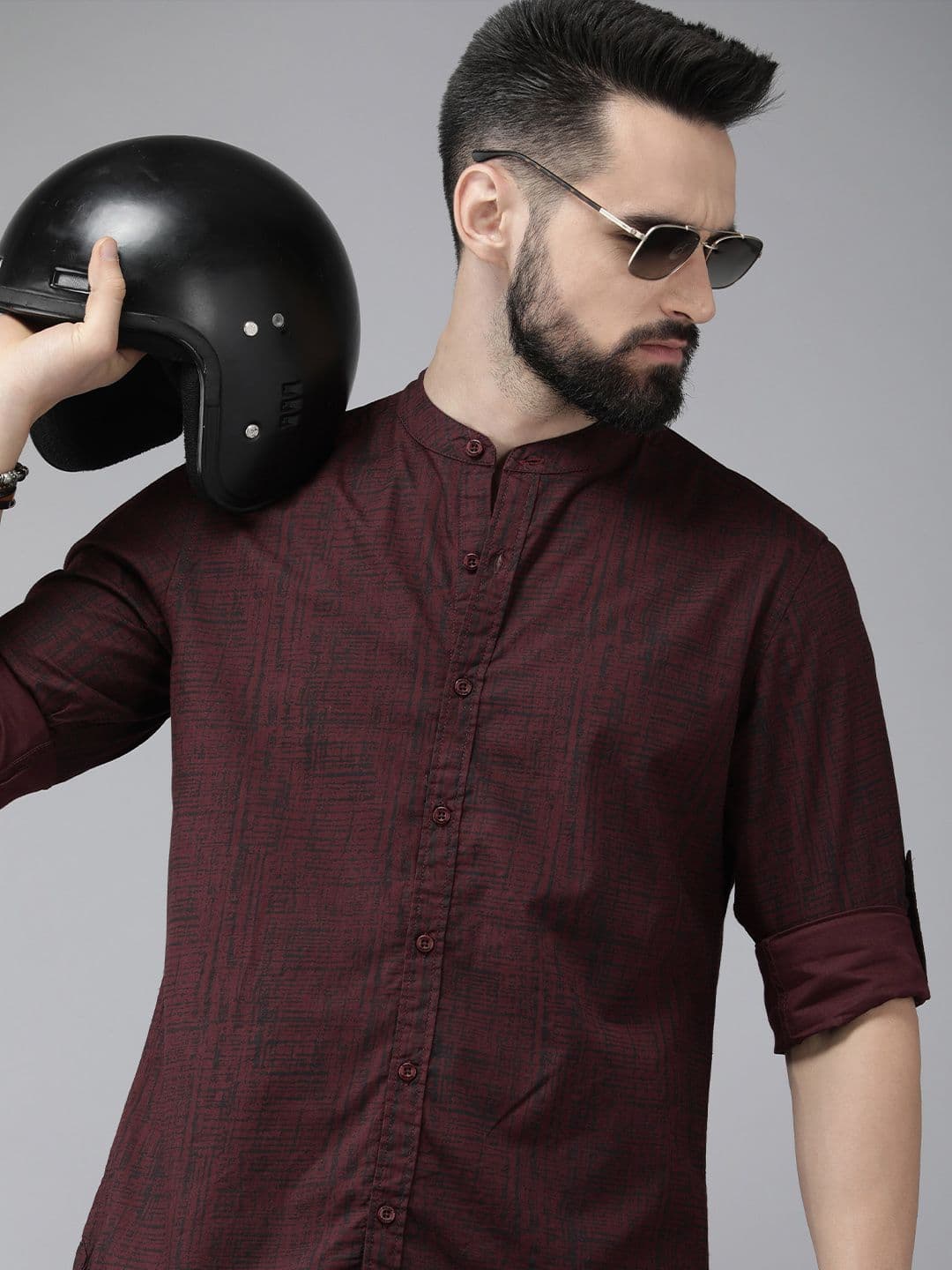 Roadster Men Burgundy Pure Cotton Abstract Printed Casual Shirt - view 1