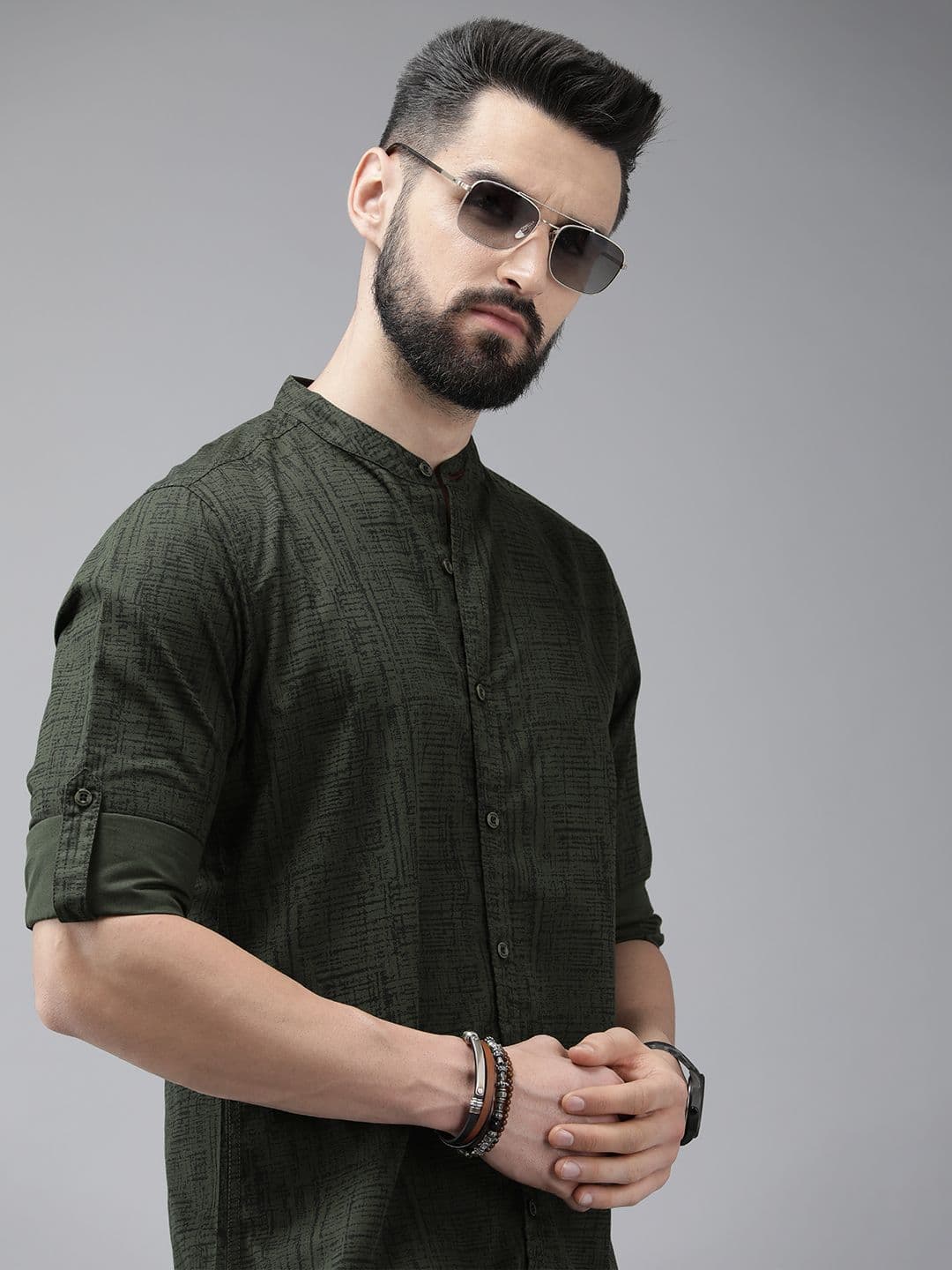 Roadster Men Olive Green Printed Casual Shirt - view 1