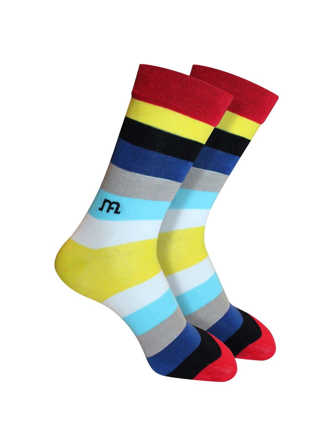 Man Arden Men Yellow & Red Striped Calf Length Socks - view 1