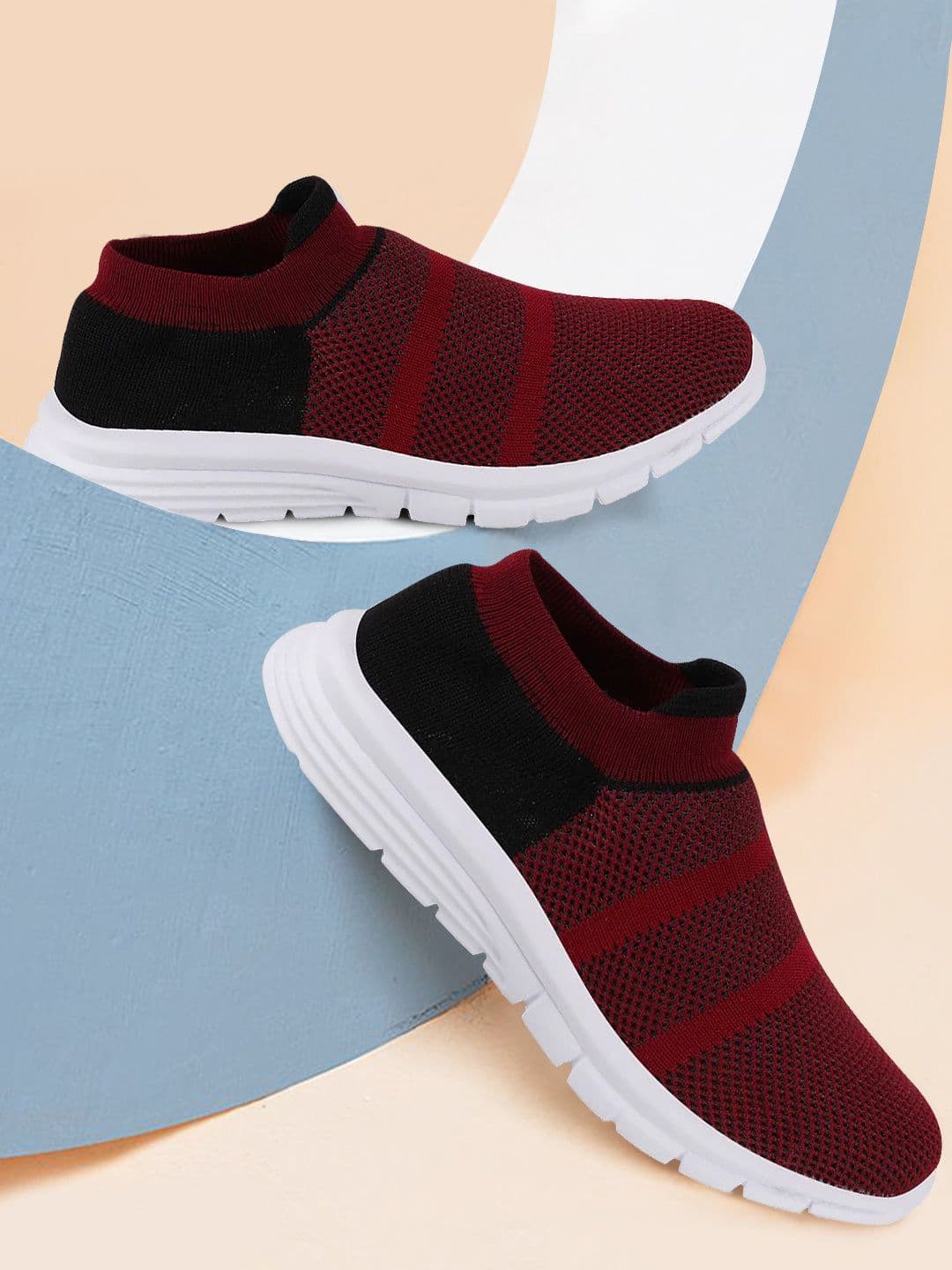 FAUSTO Women Maroon Mesh Walking Non-Marking Shoes - view 1