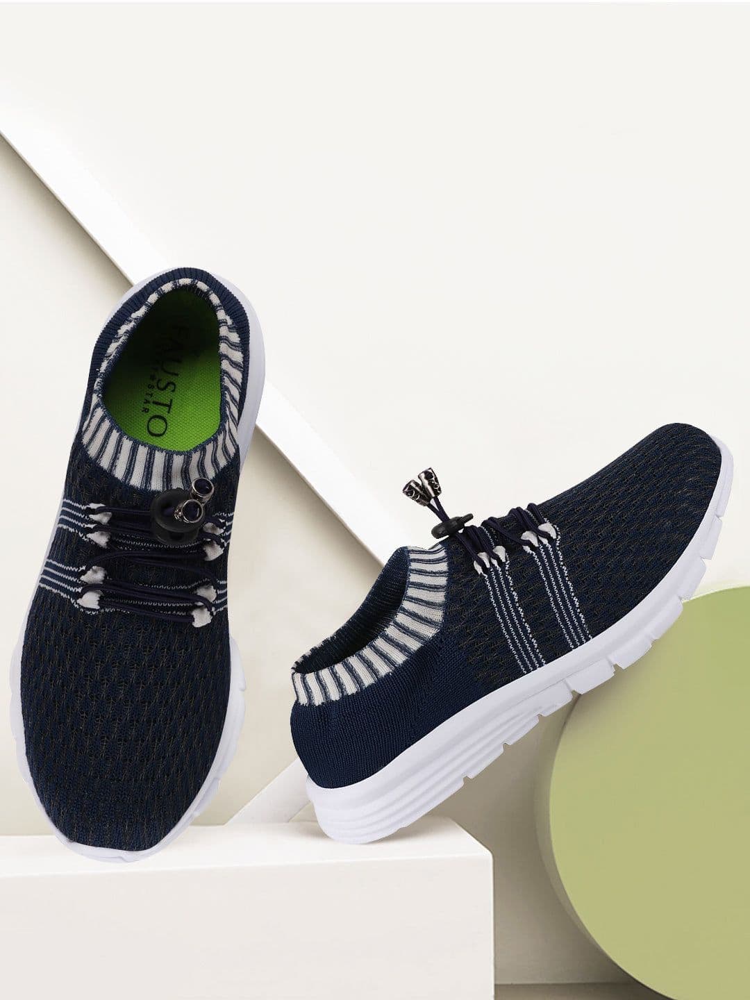 FAUSTO Women Blue Mesh Running Non-Marking Shoes - view 1