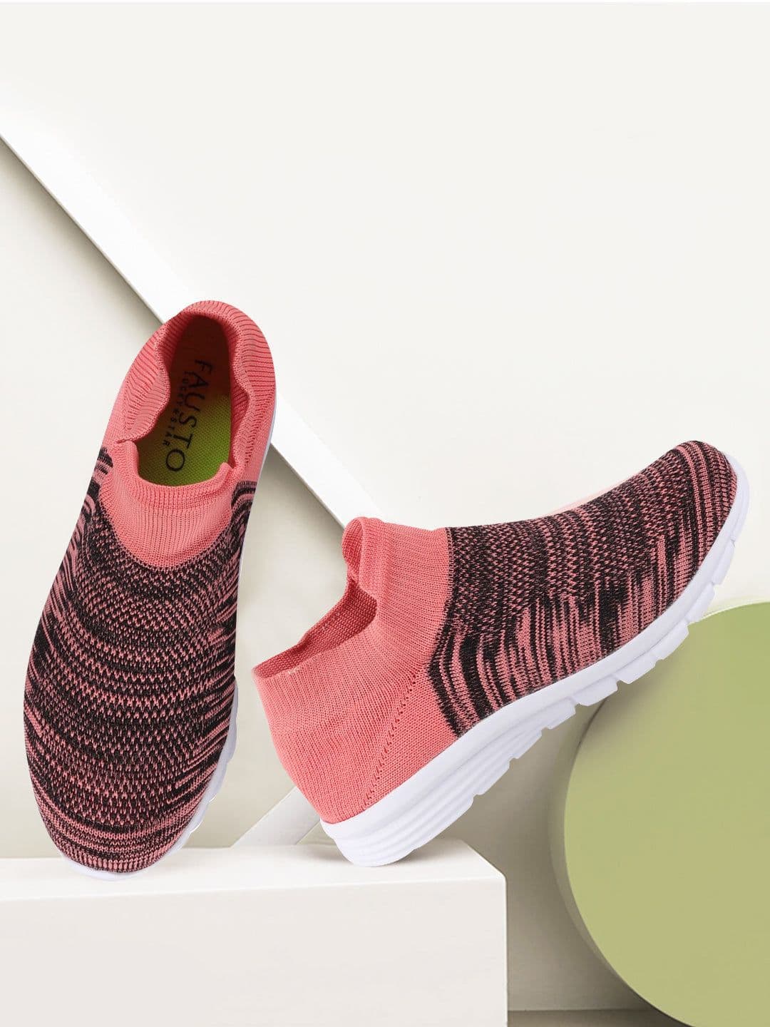 FAUSTO Women Pink Mesh Walking Non-Marking Shoes - view 1