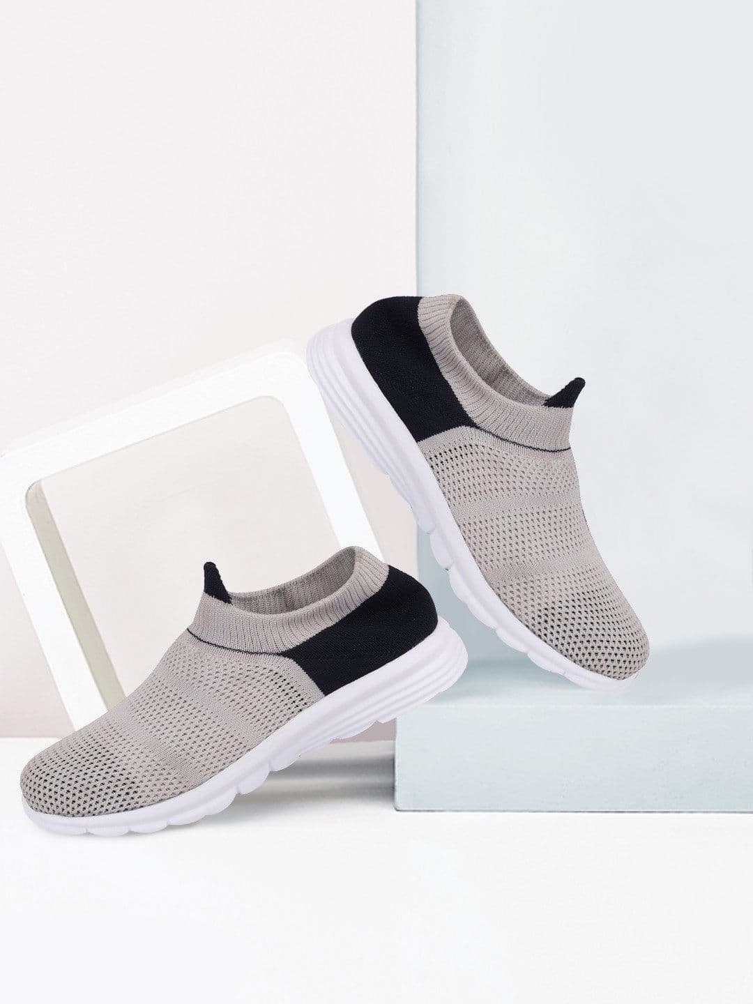FAUSTO Women Grey Mesh Walking Non-Marking Shoes - view 1