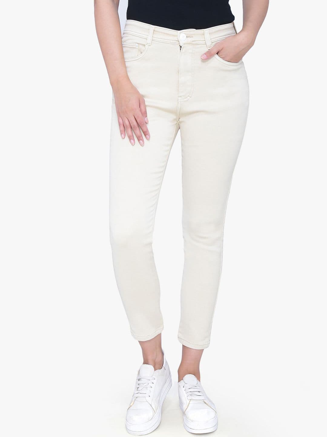 FCK-3 Women Beige Jean High-Rise Stretchable Jeans - view 1