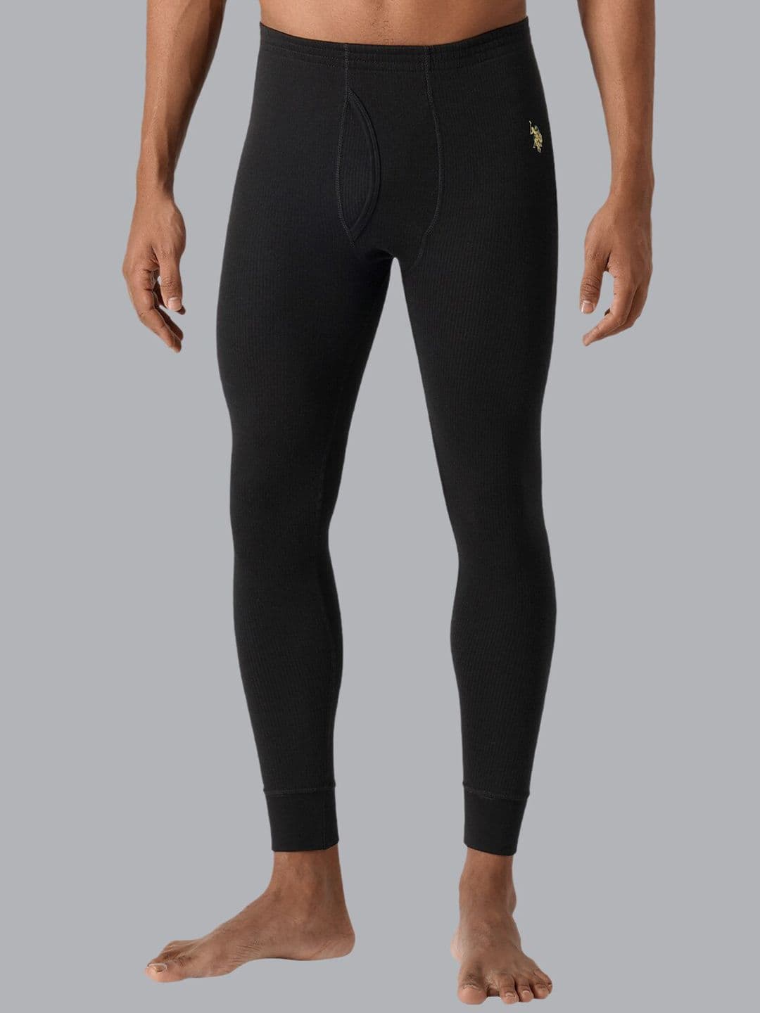 U.S. Polo Assn. Men Black Solid Cotton Thermal Bottoms - view 1