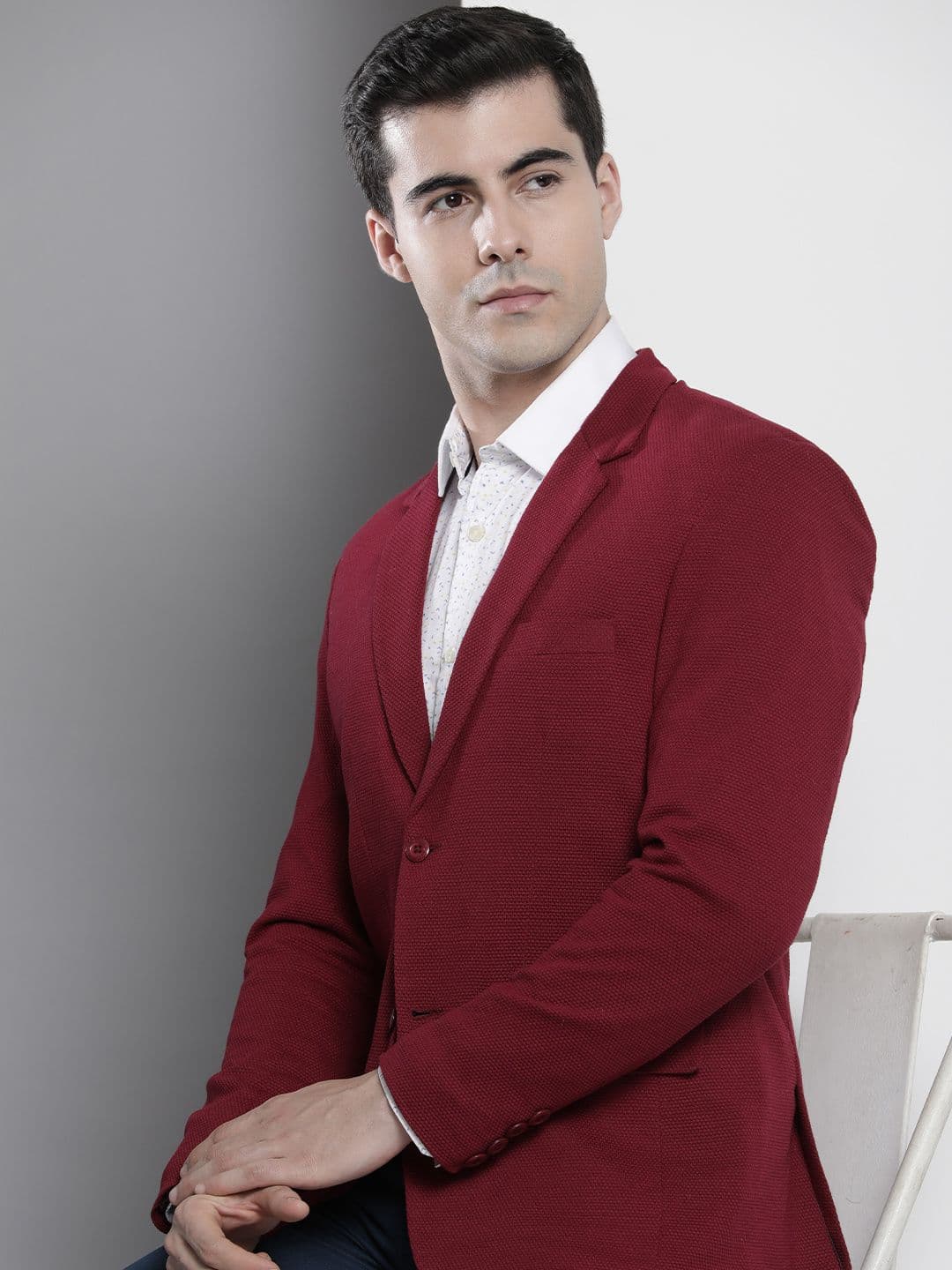 The Indian Garage Co Men Self Design Slim-Fit Single-Breasted Blazer - view 1