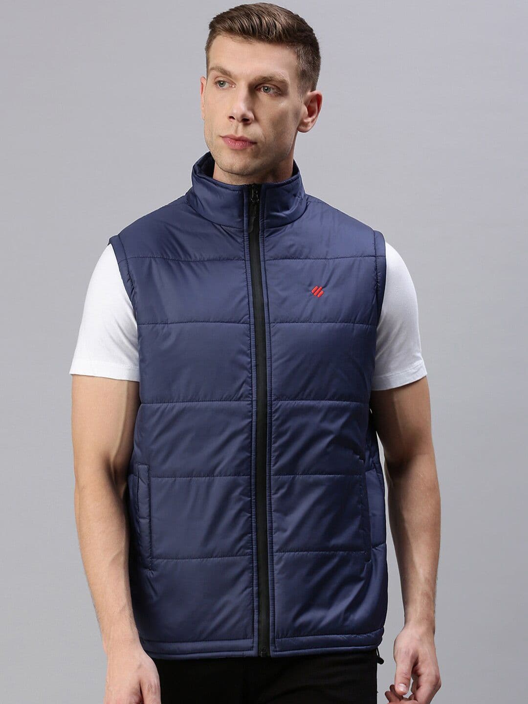 ONN Men Navy Blue Colourblocked Padded Jacket - view 1