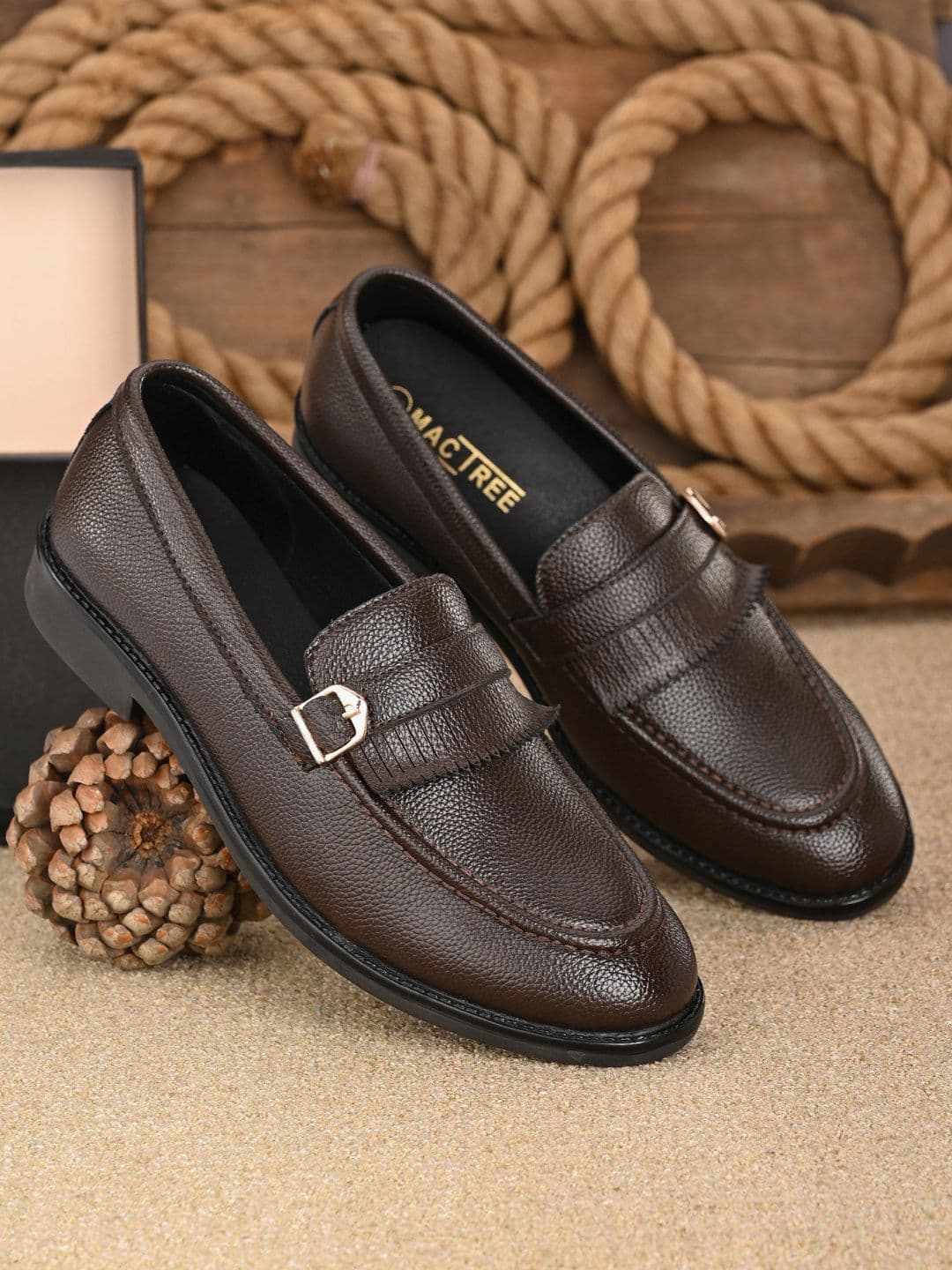 Mactree Men Brown Solid Formal Slip-Ons - view 1